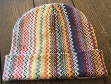 Missoni Chevron Pattern Wool Blend Multi Color Beanie Hat Cap Toboggan Italy