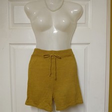 Boohoo Mustard Knitted Shorts Size S 8 10 Elasticated Waist