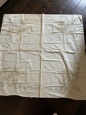 Vintage Stamped Tablecloth With 4 Napkins To Embroidery