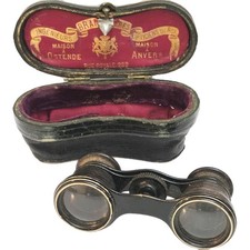 Brand Freres Theater Binoculars Opera Glasses Belgium Antique Royal Crown Case