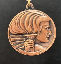 1 1/2” 3D DC Bronze Torch Medal With Ribbon (See All Photos)