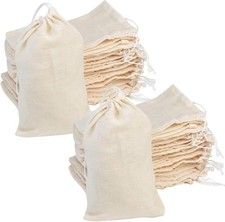 100Pcs Cotton Drawstring Bags, Reusable Muslin Bag Natural Cotton Bags with Draw