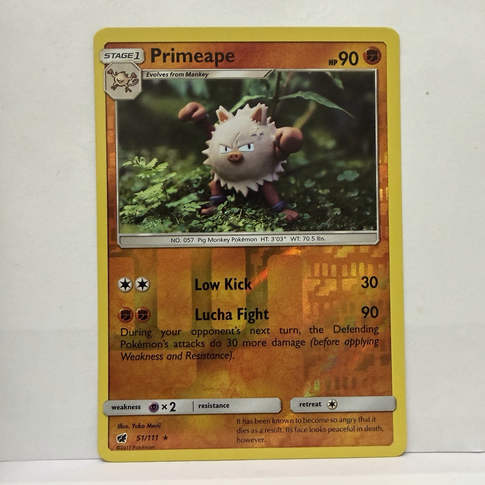 Pokemon Primeape 51/111 Sm-Crimson Invasion Reverse Holo