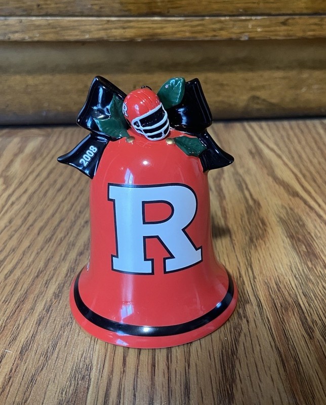 4” 2008 Danbury Mint Rutgers Scarlet Knights Christmas Bell Ornament Vintage