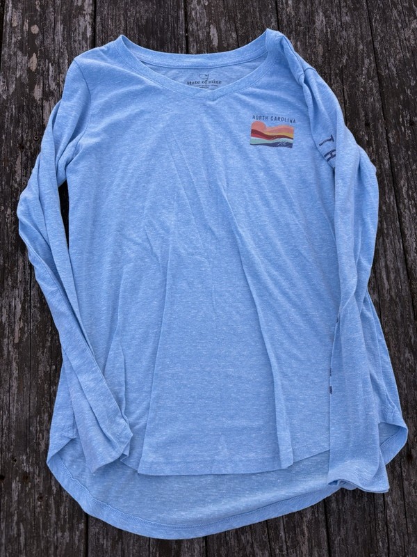 State of Mine ~ North Carolina ~ Women's Long Sleeve T-shirt Blue ~ Size S