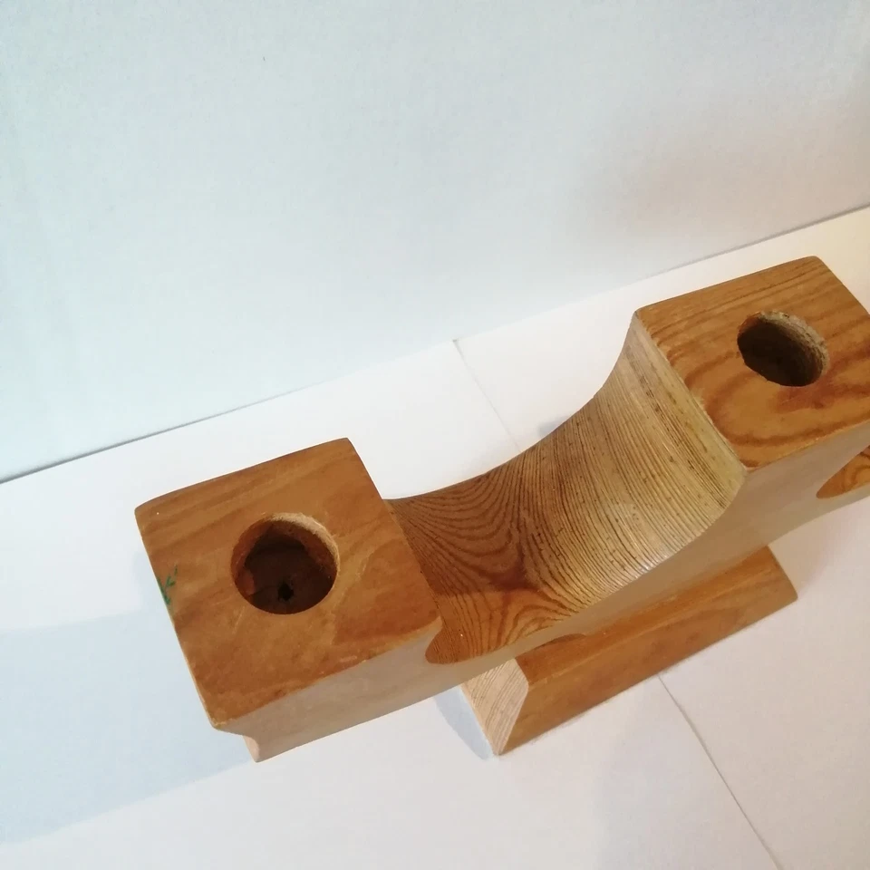 Vintage Mid Century Swedish Scandi Style Solid Pine Candleabra Candlestick 3 Arm - Image 3 of 4