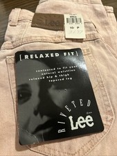 Vintage 90s Lee Riveted Womens Jeans Size 10 Petite Pink Tapered USA New