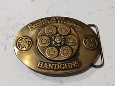 Vintage 1989 Smith  Wesson Handguns 44Mag Belt Buckle Bergamot B300 Gold Tone