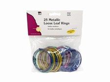 25 Assorted Metallic Loose Leaf Rings Strong Durable Snap Catch Office Supply