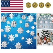 Winter Christmas Snowflake Decorations Indoor, 24PCS 3D Large White and Silve...