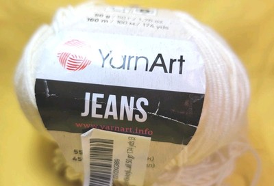 YarnArt Jeans Sport Yarn Cotton Acrylic 1 Ball 50gr 174yd Color 03 Lot 401 New