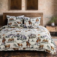 Ranch Life Western Country Farmhouse Reversible King 3 Pc Comforter Bed Set