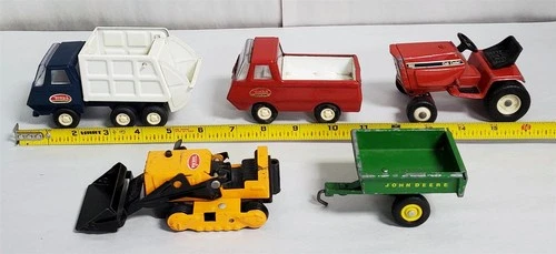 D-50 VINTAGE COLLECTION OF PRESSED STEEL TONKA TOY VEHICLES-DUMP TRUCK, LOADER+!