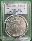 2021 PCGS MS69 $1 Silver Eagle - Type 2 First Strike Flag Label