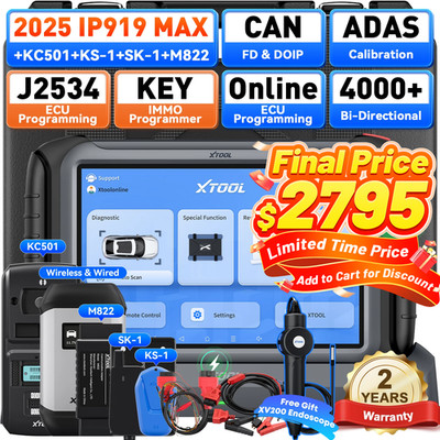 XTOOL IP919 MAX J2534 ECU Programming Tool + KC501 KS-1 M822 SK-1 Key Programmer