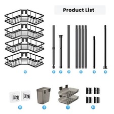 4-Tier Adjustable Telescopic Shower Rack, Caddy Corner Shower Shelf Bathroom Cor