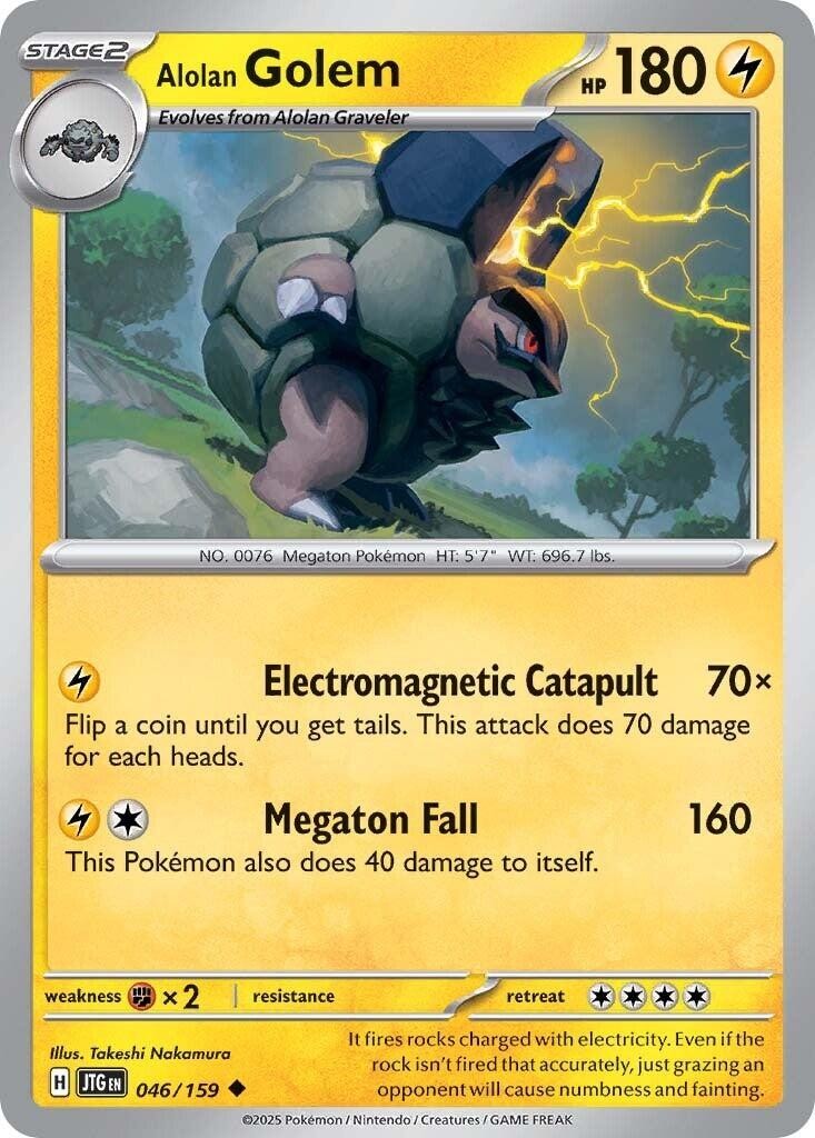 Alolan Golem JTG 046/159 Pokémon SV09: Journey Together Uncommon Reverse Holo...