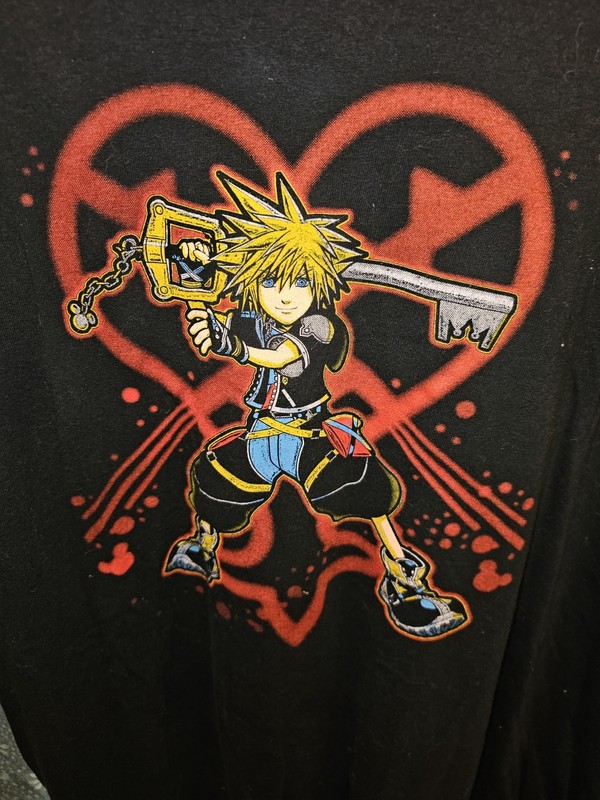 Men's Black Anime Graphic Tee Shirt Sleeve Graffiti Heart Key Gam Player T-Shirt
