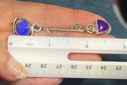 Australian Boulder Opal + Sugilite 925 + 14k Dangle Earrings. 2.5" *Video* - Picture 7 of 11