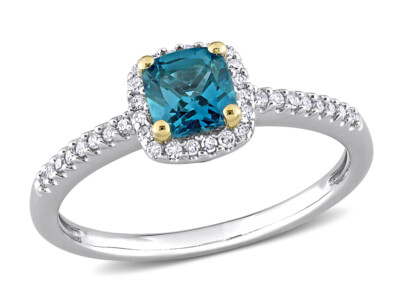 3/4 Karat (ctw) London Blautopas Halo mit Ring in 10K Weißgold