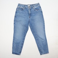 Good American Jeans 10/30 High Rise Blue Medium Wash Tapered Leg Cotton