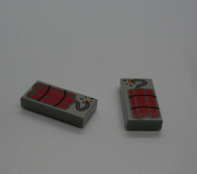 Lego 10 mal Dynamit Steine (1 x 2 grau glatt flach Dynamite Zubehör Western) Neu