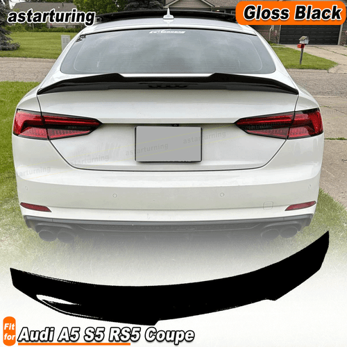 For Audi A5 S Line S5 RS5 B9 Coupe 17-22 Gloss Black Rear Trunk Spoiler Lip Wing - Foto 1 di 10
