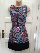 PPQ of Mayfair Unique  Designer Floral Linen Pencil Mini Short Dress Size XS