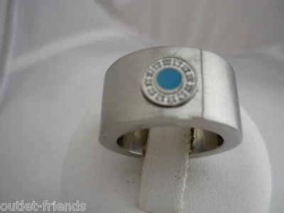 RING EDELSTAHL massiv türkis/blau und Zirkonia Steinen  Magnetring NEU GR 16-20 - Bild 1 von 4