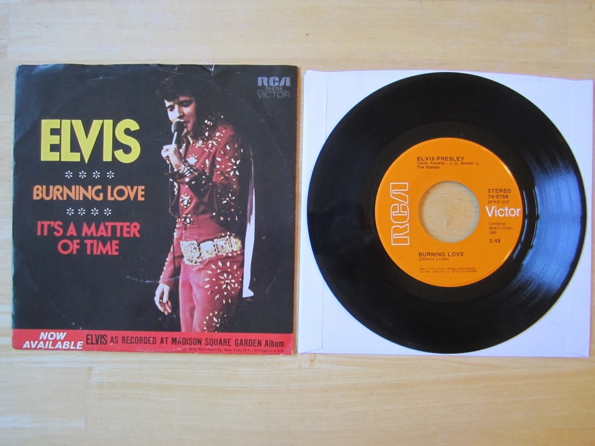 Elvis Presley 45rpm Record Burning Love/It's A Matter of Time, RCA