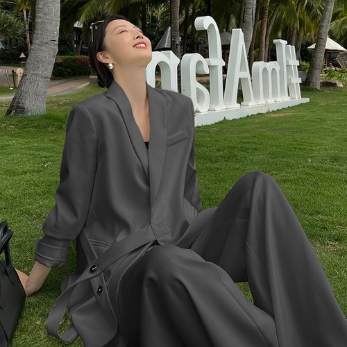 Women Formal Suit Set New Casual Autumn Suit Jacket Wide Leg Pants Two-piece Set - 第 3/27 張圖片