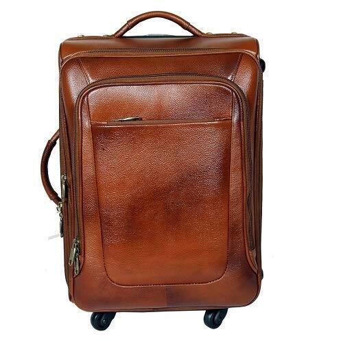 New Cabin Size 20Inch Leather Travelling Luggage Bag 360'Degree Rotating Wheel - Picture 1 of 8