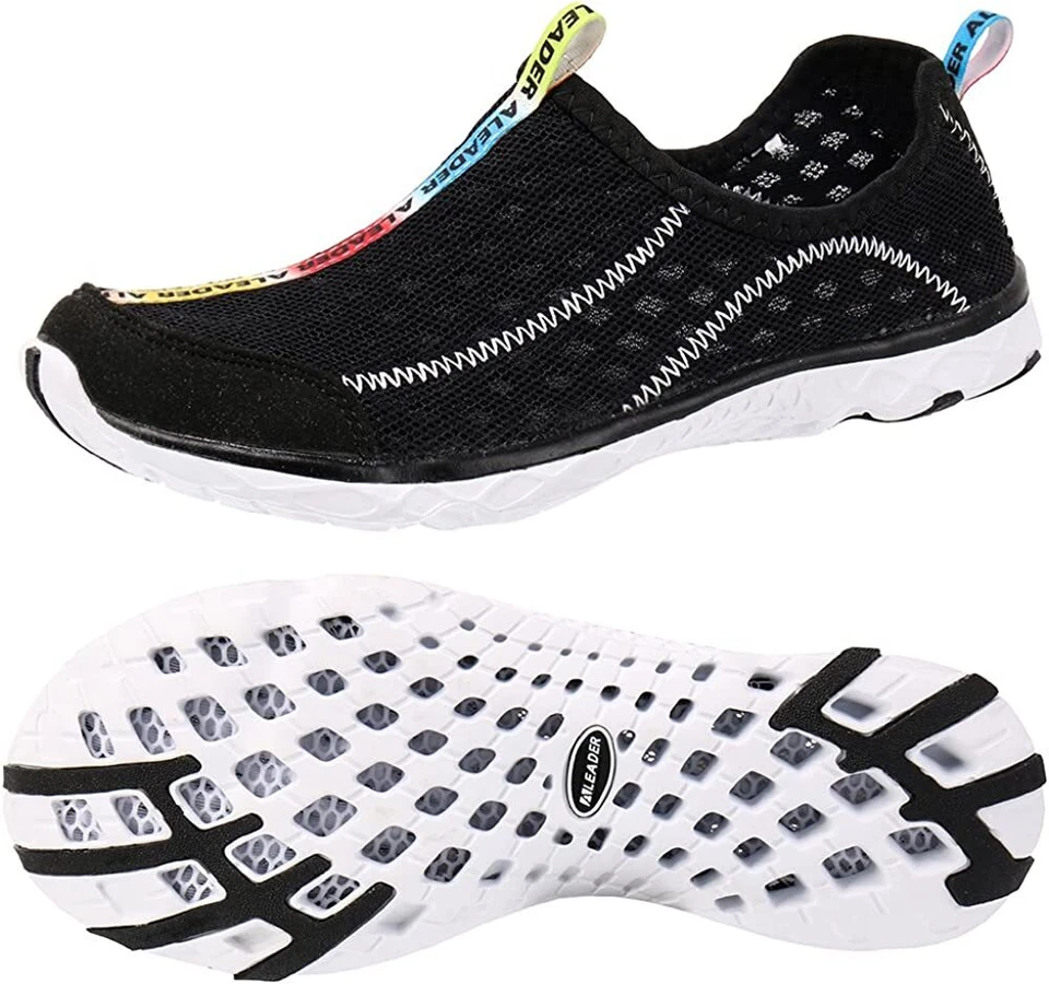 Aleader Men's Mesh Slip On Water Shoes, Beach, Sand, Pool, Black Size 8.5