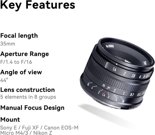 7artisans 35 mm F1.4 Mark II APS-C grande apertura compatibile con Nikon attacco Z - Foto 20 di 74