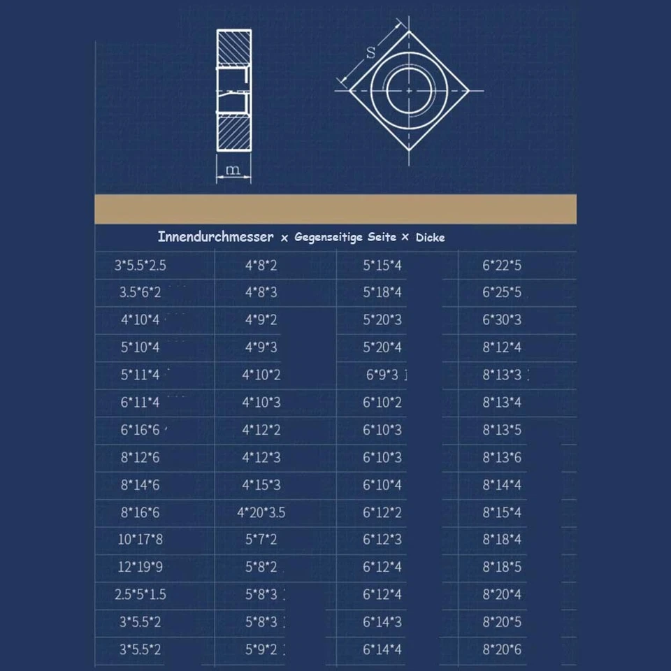 Quadratmutter Verzinkte Kohlenstoffstahl Schiebemutter Metrisch Gb39 M3 M4-M8 - Bild 2 von 4