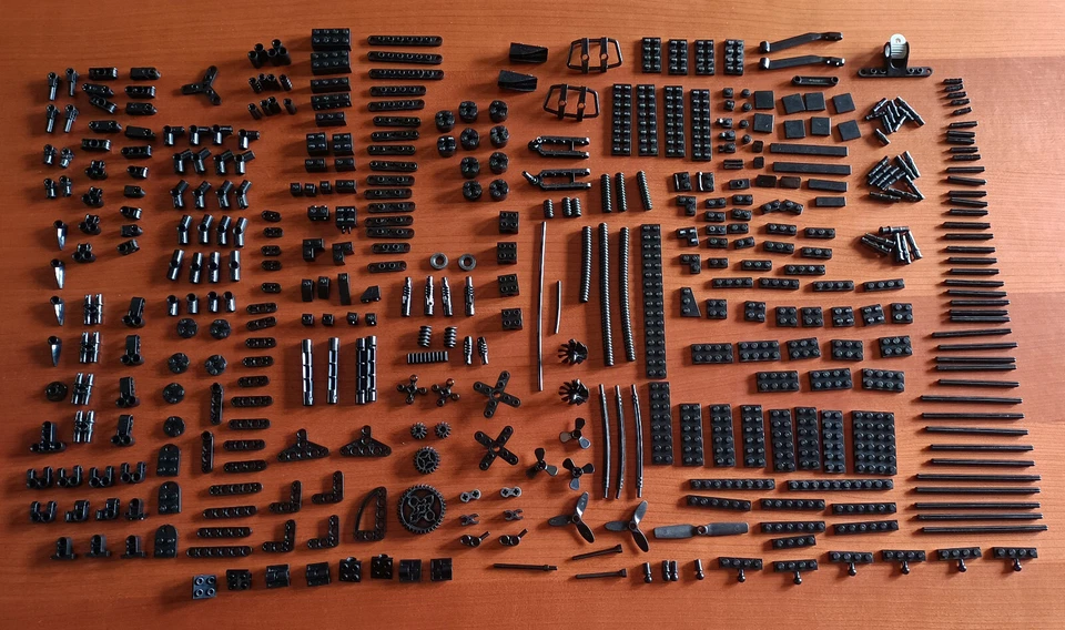 Lotto 43 Lego Technic Nero 400 Pezzi Assi Connettori Tubi Elica Mezza Barra Pin - Immagine 3 di 3