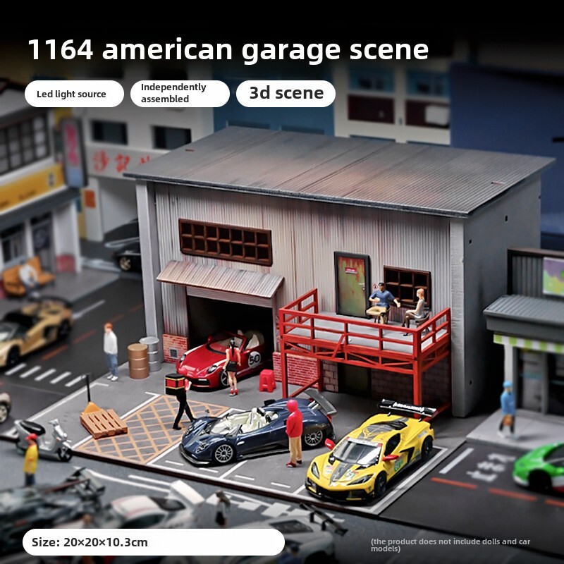Diorama 1:64 Car Garage Model Japanese Building Parking Lot