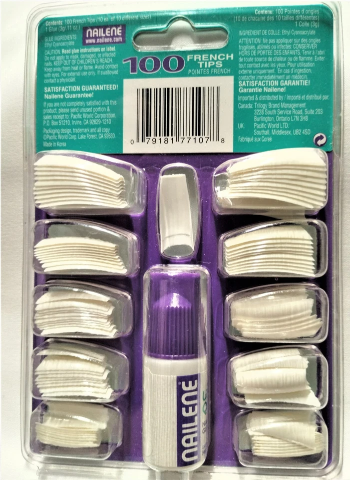 4 Paquetes de Kits de Uñas Curvas Naturales Pegamento Nailene Puntas Francesas 420 UÑAS EN TOTAL Foto 3 de 4