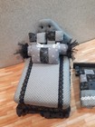 Bedroom Grey Black BED 4 Pillows Quilt & RACK/SHELF Hand Crafted Dollhouse  1/12 — photo 2