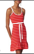 Carolina Herrera Woman Striped Knit -Dress In Red Nautical Made In Italy Small