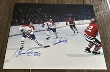 JACQUES LEMAIRE & YVAN COURNOYER On ATTACK 1973 CUP Auto Signed 11x14 CANADIENS