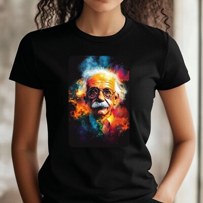 Frauen T-Shirt Albert Einstein in Flammen Motiv Baumwolle Größe S bis 3XL