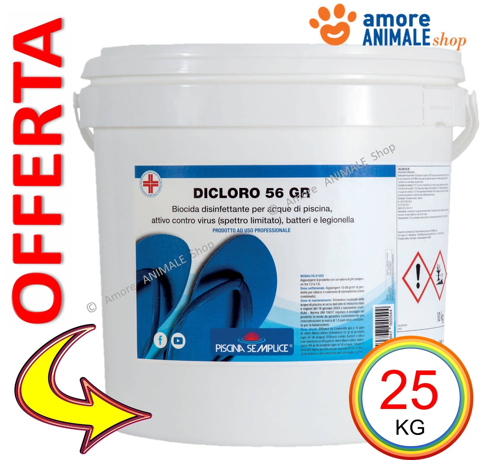 LAPI DICLORO 56% Granulare → 5 / 10 / 25 kg - CLORO Shock Rapido Acqua Piscina