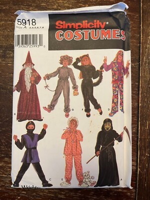 Simplicity 5918 UNCUT Sewing Pattern, Child's Cat, Wizard, Ninja ...