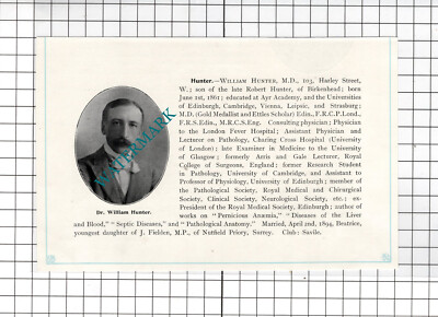 Dr William Hunter Harley Street London - um 1910 Zuschnitt