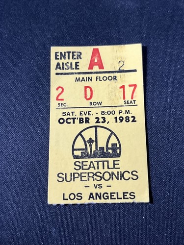 Seattle SuperSonics vs - Los Angeles Lakers - Ticket Stub - October 23, 1982