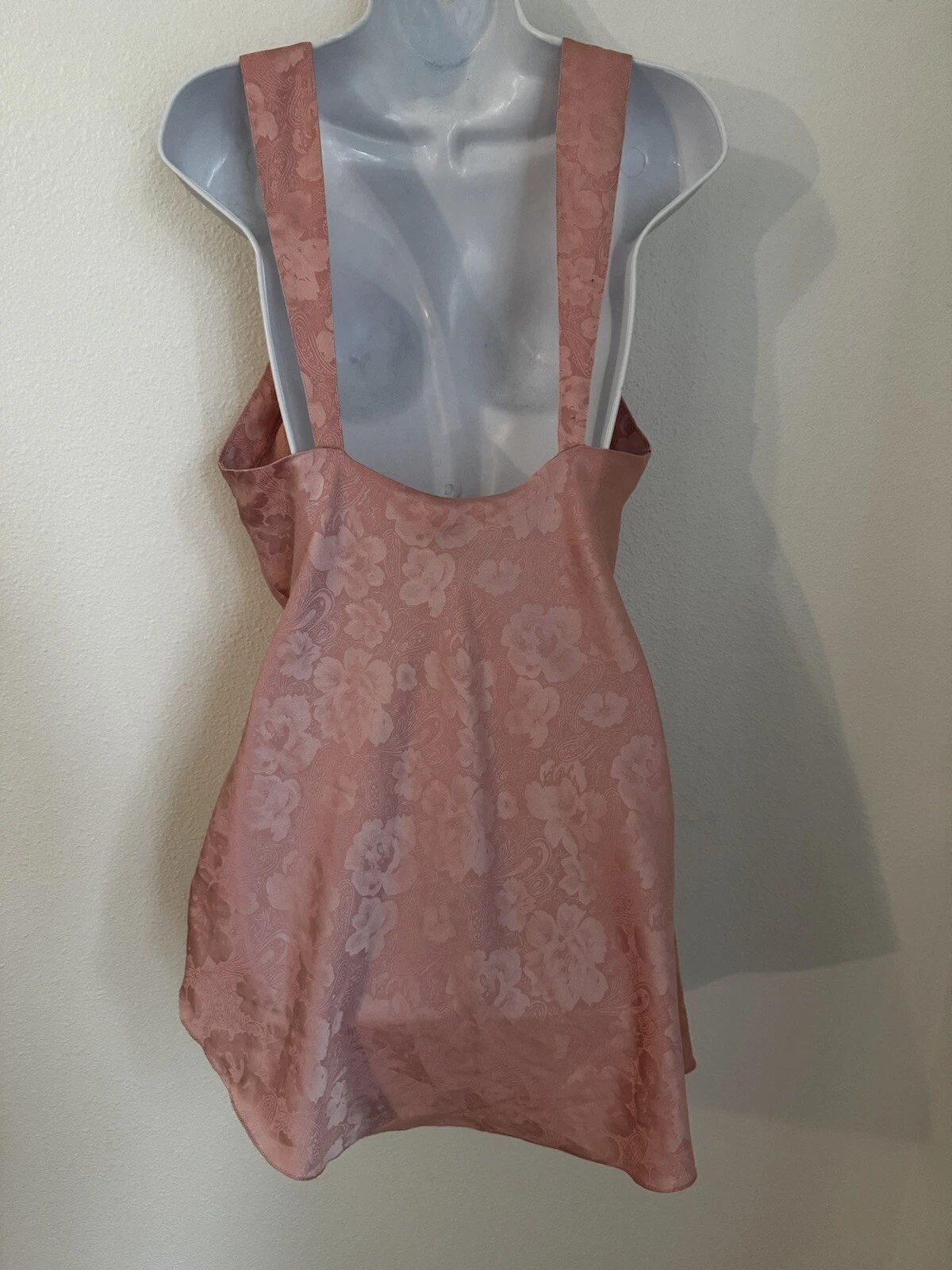 UNDERCOVER Camicia slip vintage Victoria's Secret taglia M raso e pizzo anni '80 rosa