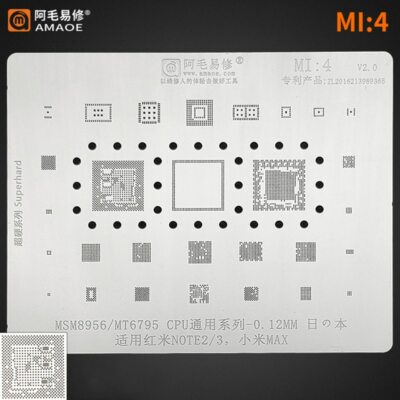 AMAOE Reballing Stencil MI:4 For Redmi Note2 3 Xiaomi MAX MSM8956 MT6795 CPU