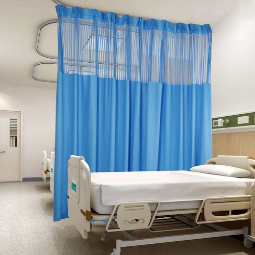 Hospital Privacy Cubicle Curtain w/ Mesh Top 12*8ft Clinic Room Divider Curtain - Picture 23 of 26