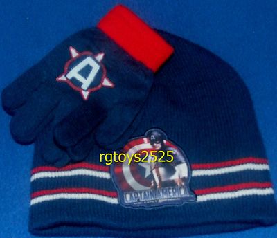 Marvel Captain America Hat Gloves Combo set Avengers New with - Main Image